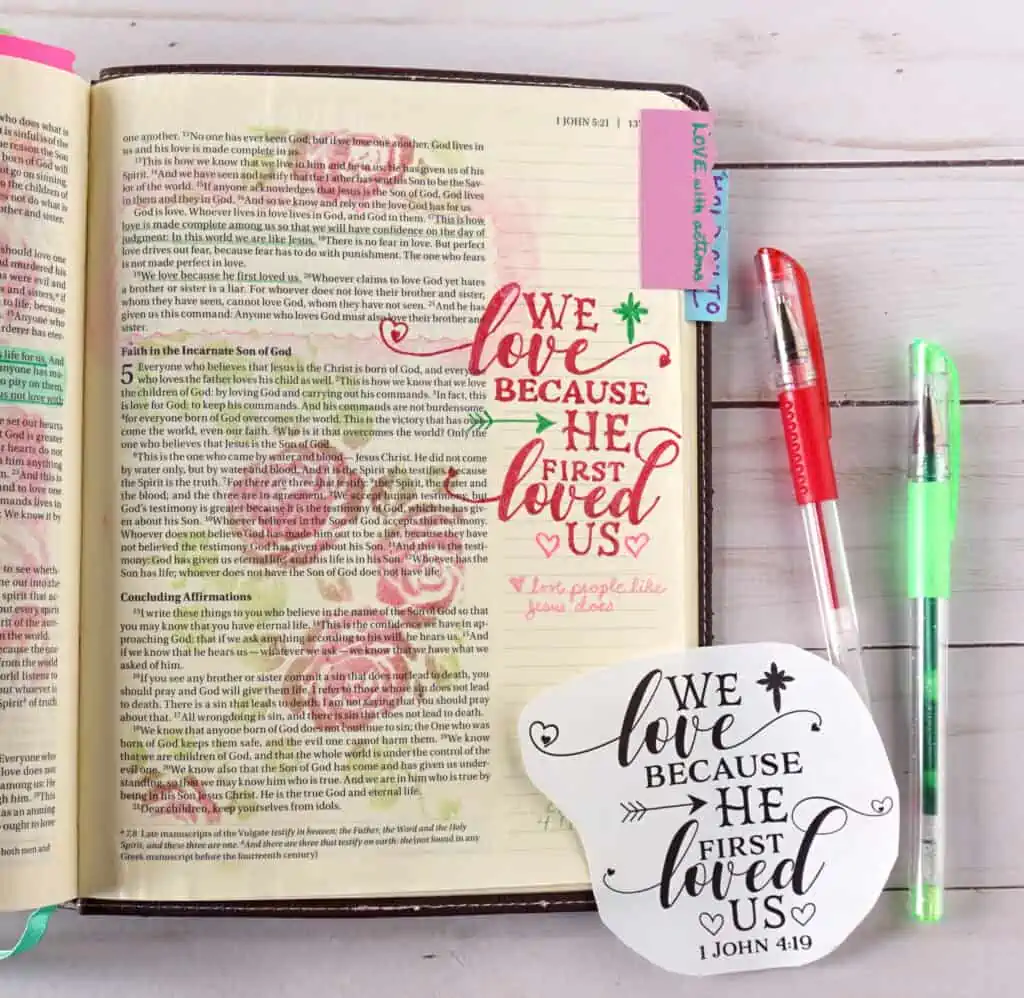 1 John 4:19 Bible journaling page