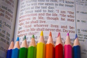 Bible colored pencils