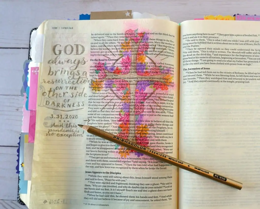 Bible journaling examples - floral cross