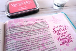 Ephesians 4:23 Holy Spirit Bible journaling with embossed dove