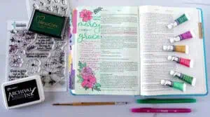 How to Paint Stamped Images With Watercolors - Hebrews 4:16 Bible Journaling