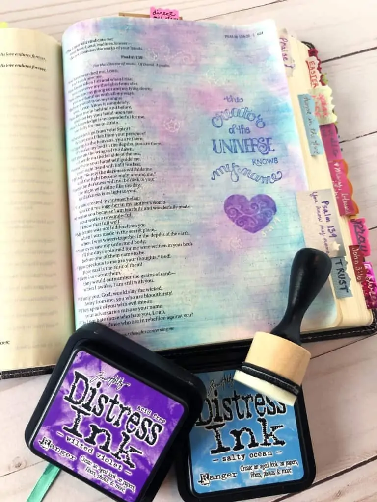 Bible journaling techniques - Distress ink