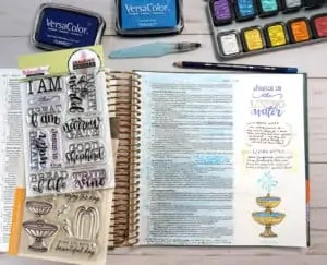 Bible journaling tutorial - living water - with Inktense pencils