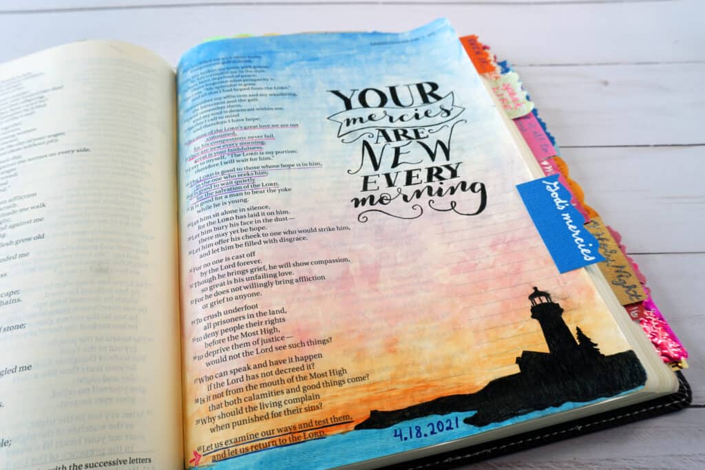 Lamentations 3:23 Bible journal - God's mercies are new every morning