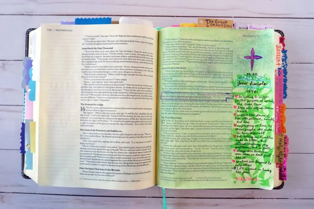 Bible journaling example - Matthew 16:24-25