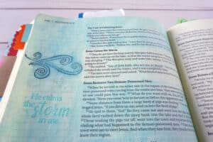 Jesus calms the storm - Matthew 8:23-27 Bible journaling page