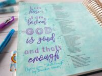 Psalm 118:24 Bible journaling page with song lyrics from Brandon Heath