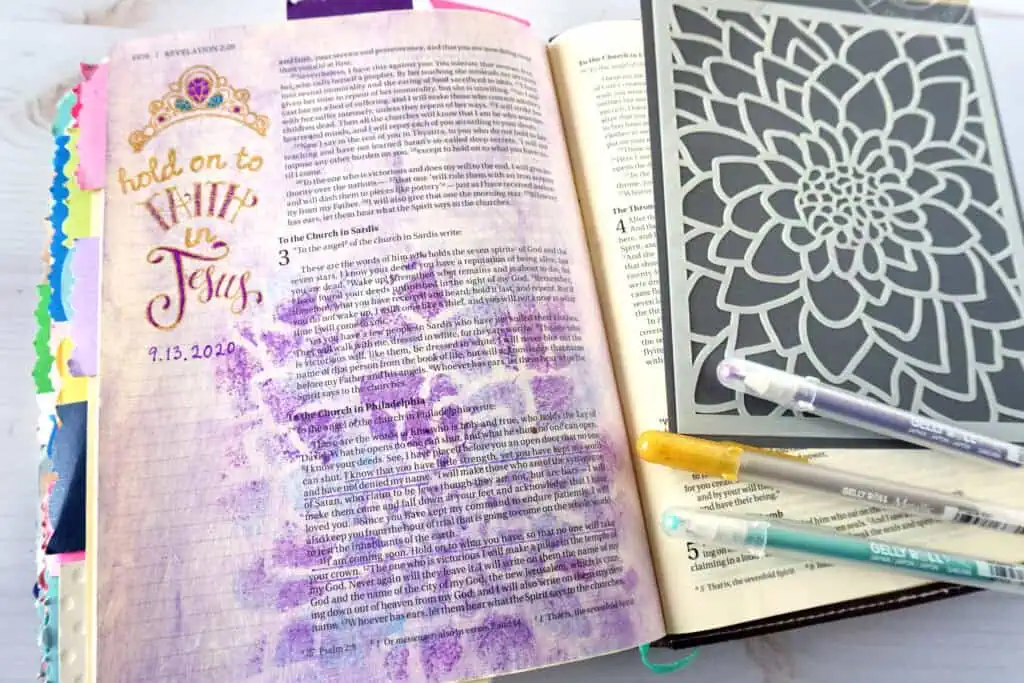 Revelation 3:11 hold onto faith - Bible journaling page