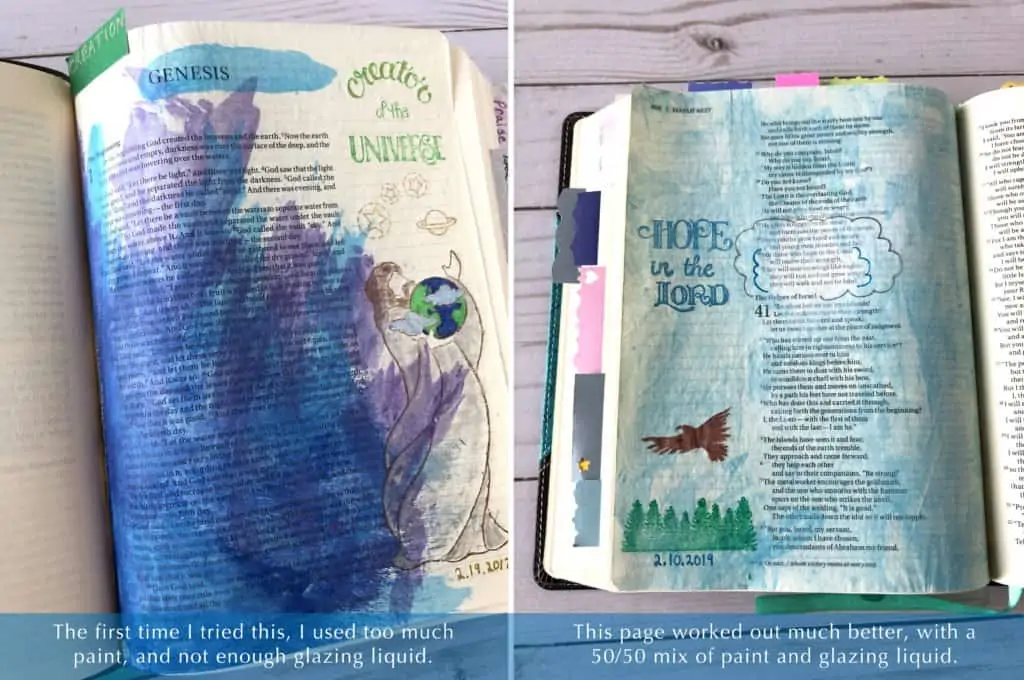 Bible journaling paint example