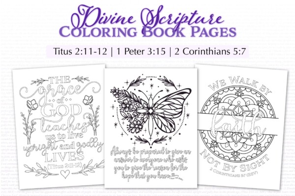 Divine Scripture coloring book - pages 10-12