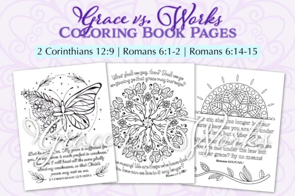 Grace vs. Works coloring book - pages 4-6