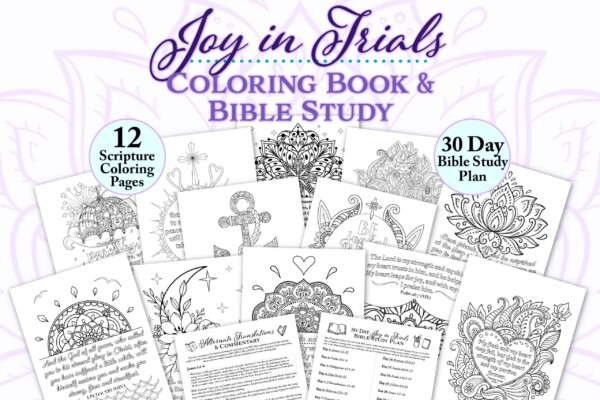Joy in Trials Coloring Book & Bible Study - all pages preview
