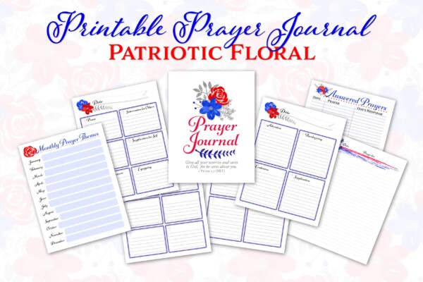 Patriotic Floral Prayer Journal - printable pages