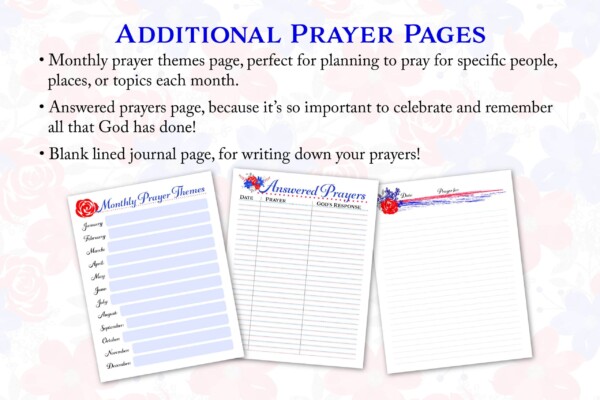 Patriotic Floral Prayer Journal - additional prayer pages