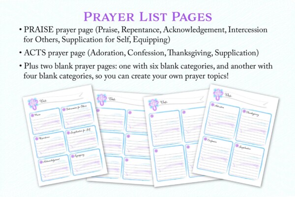 Watercolor Splash Prayer Journal - prayer list pages