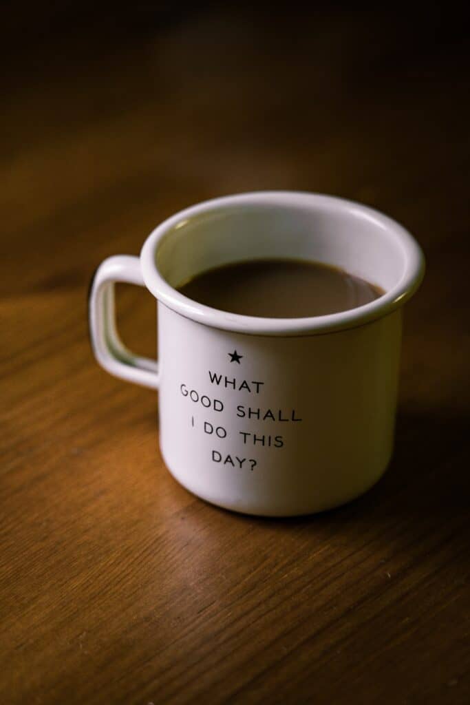 what good shall I do coffee cup