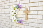 Easter wreath with lilies and cross by My Turn for US