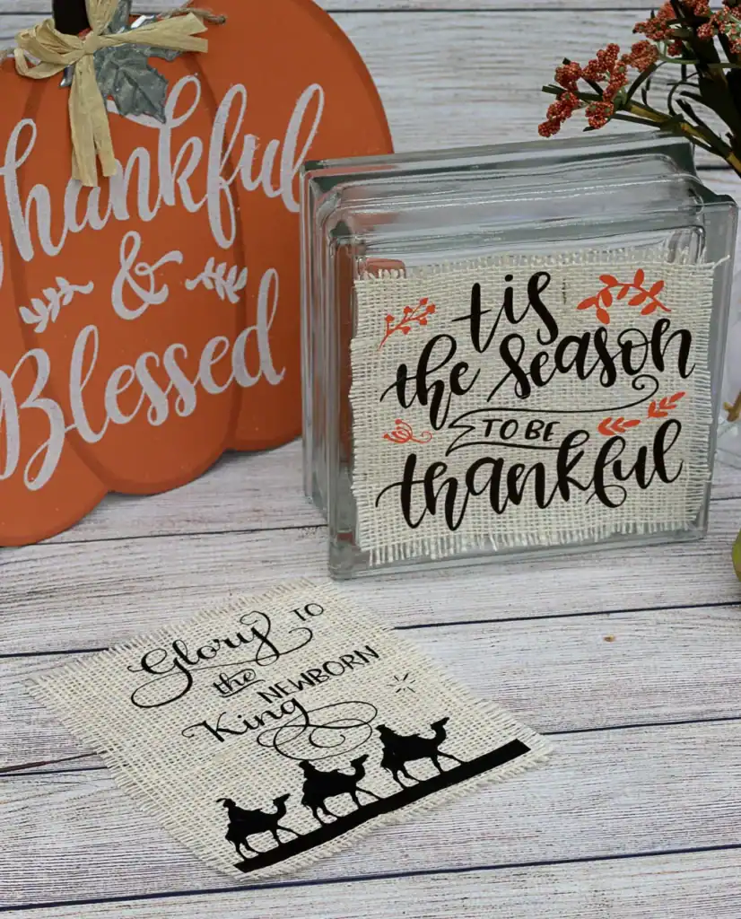 Christian craft idea - lighted glass block with changeable burlap